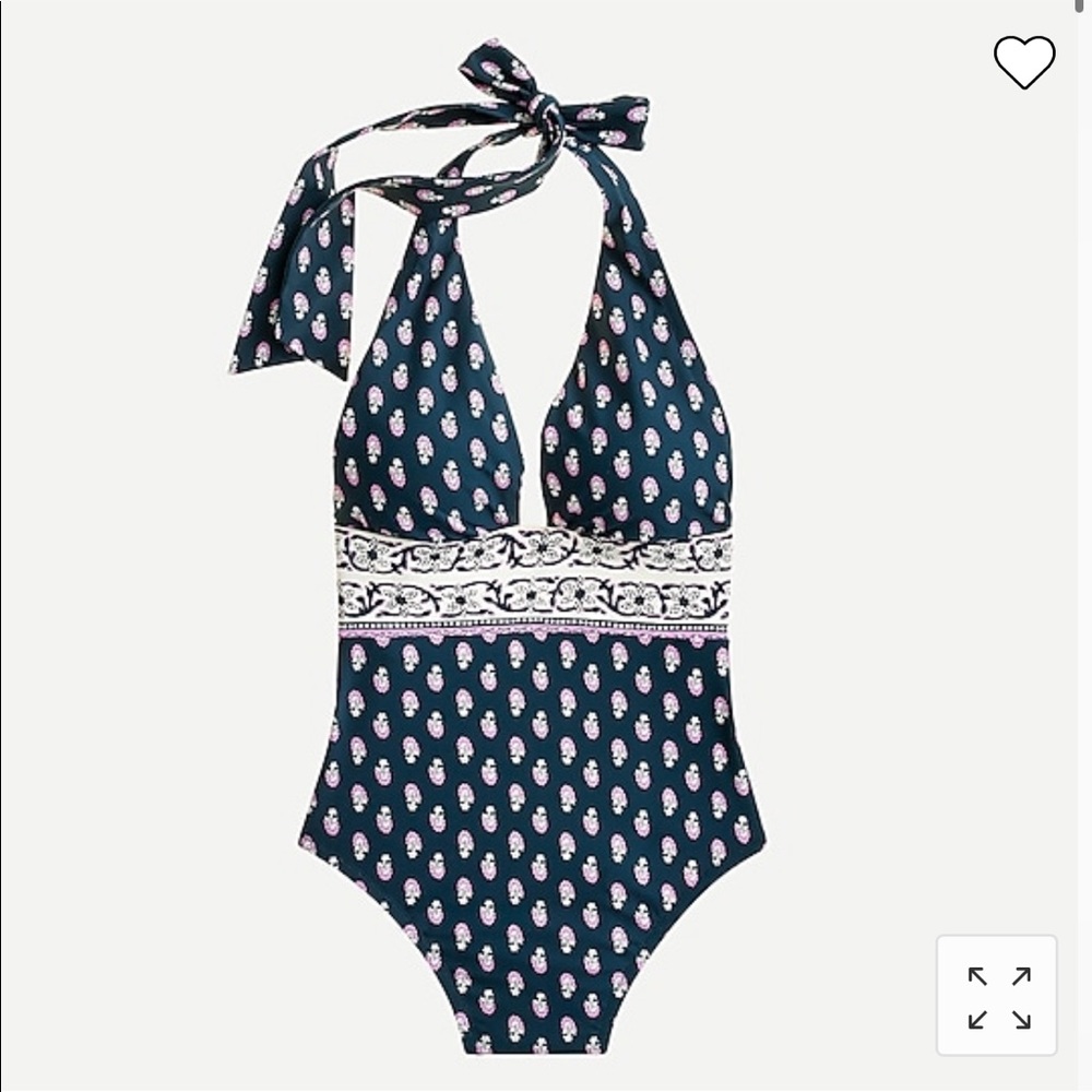 Floral Plunge halter one-piece swimsuit